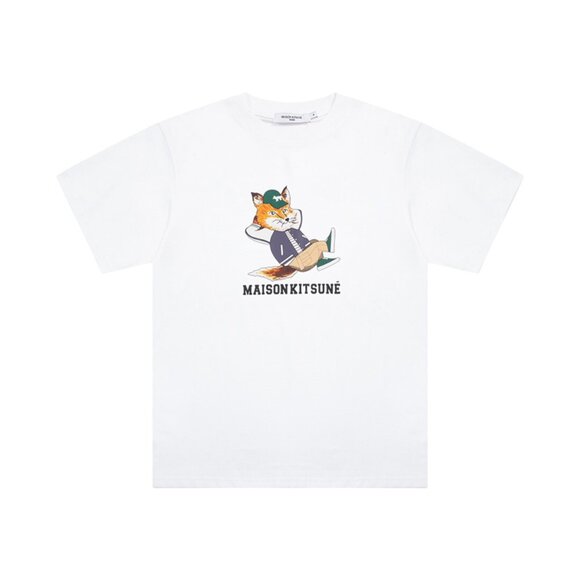 Maison Kitsune Lazy Fox Print Short-Sleeved White - Picture 1 of 6